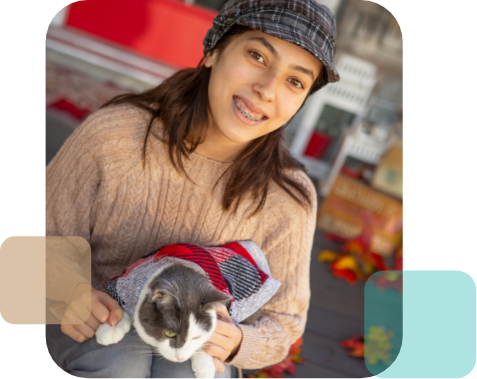 Teenager with her cat. 