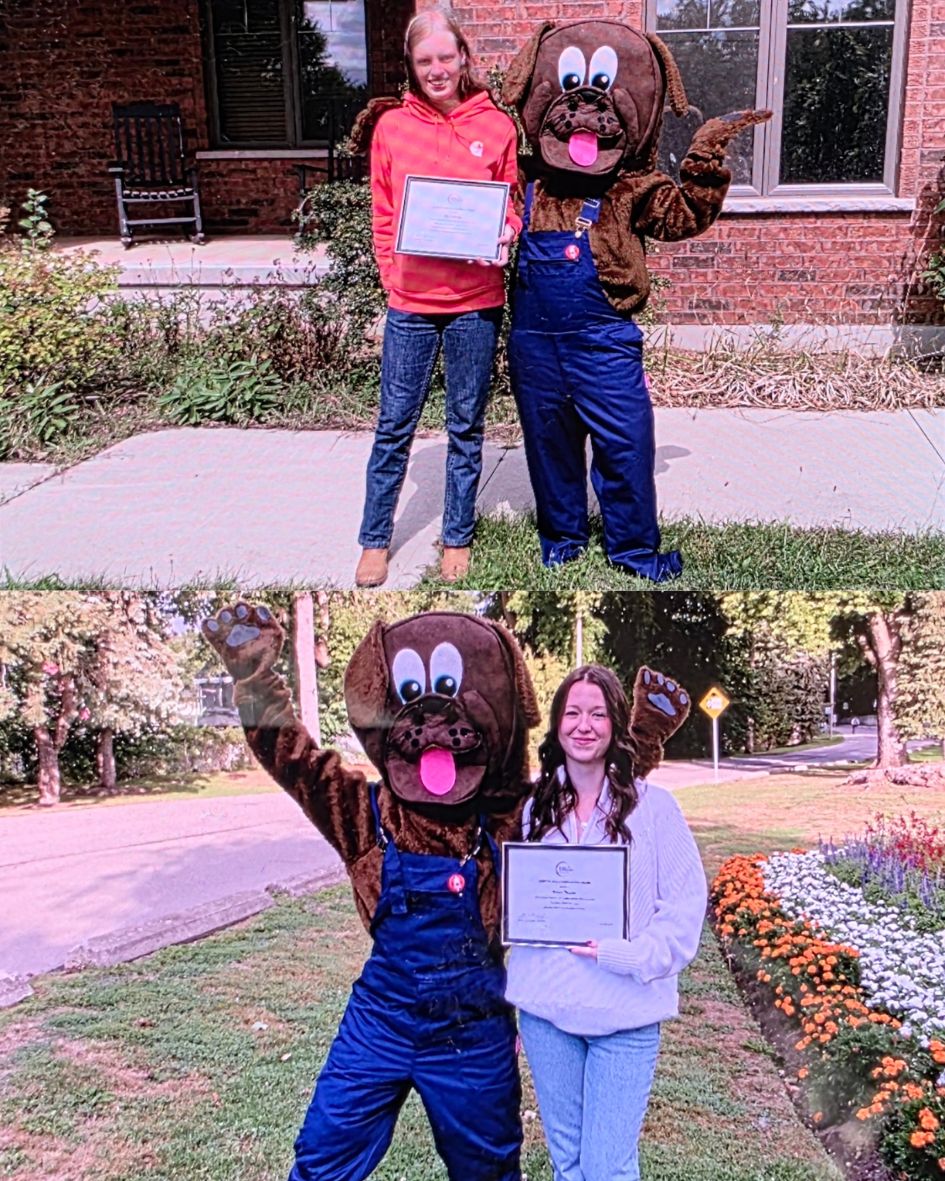 Award Winners for the Alberta Inglis Scholarship with Bingo the Mascot